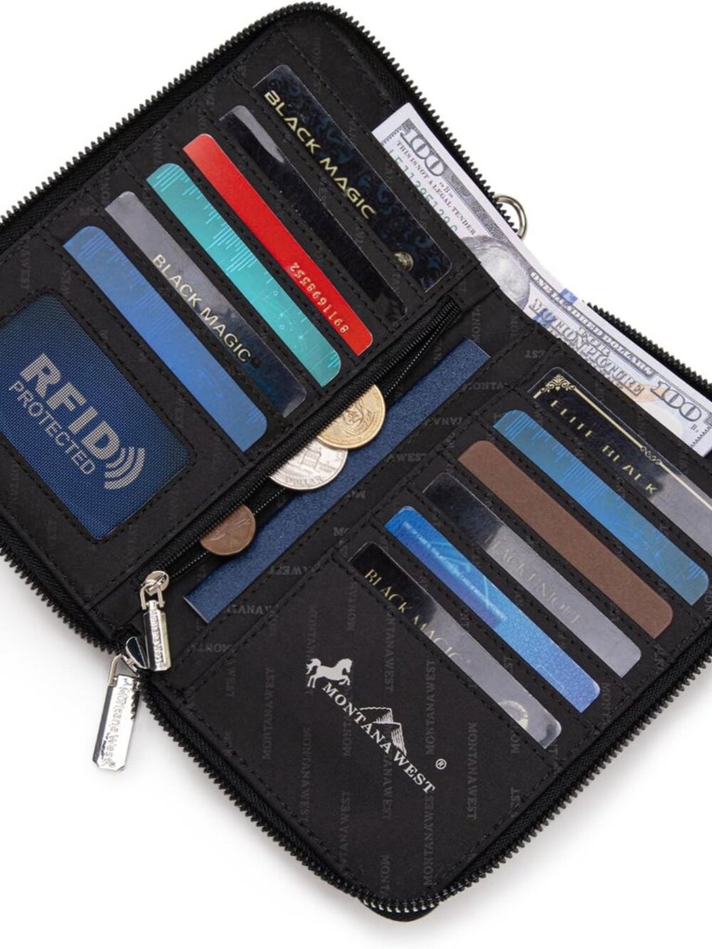 Western Crossbody Phone Wallet for Women RFID Blocking Wallet Purse with Cash Sl - Picture 4 of 9